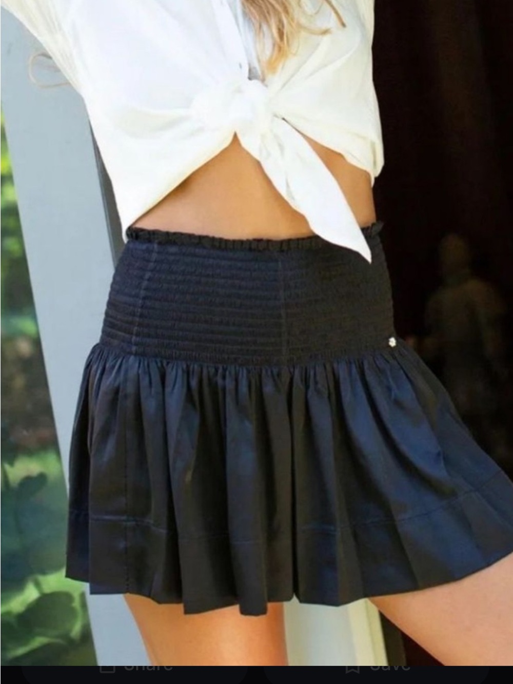 NATURAL LIFE Black Smocked Waist Mini Skirt